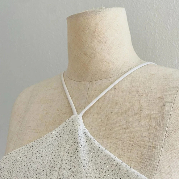 Vintage 90s Cache Halter Sparkle Black & White Formal Dress - Picture 10 of 16